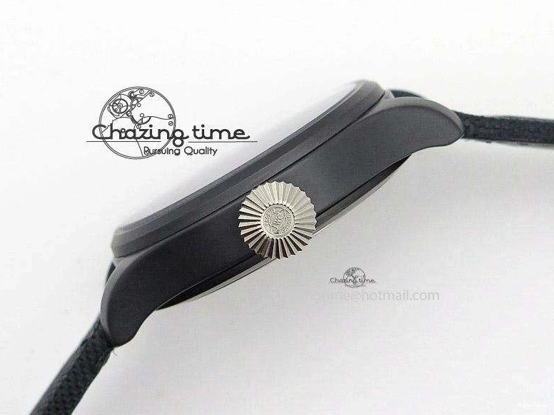 MIROTIME 0417 Durable Big Pilot 5019 Ceramic Case Black Dial Green Markers Asian 23J 7396